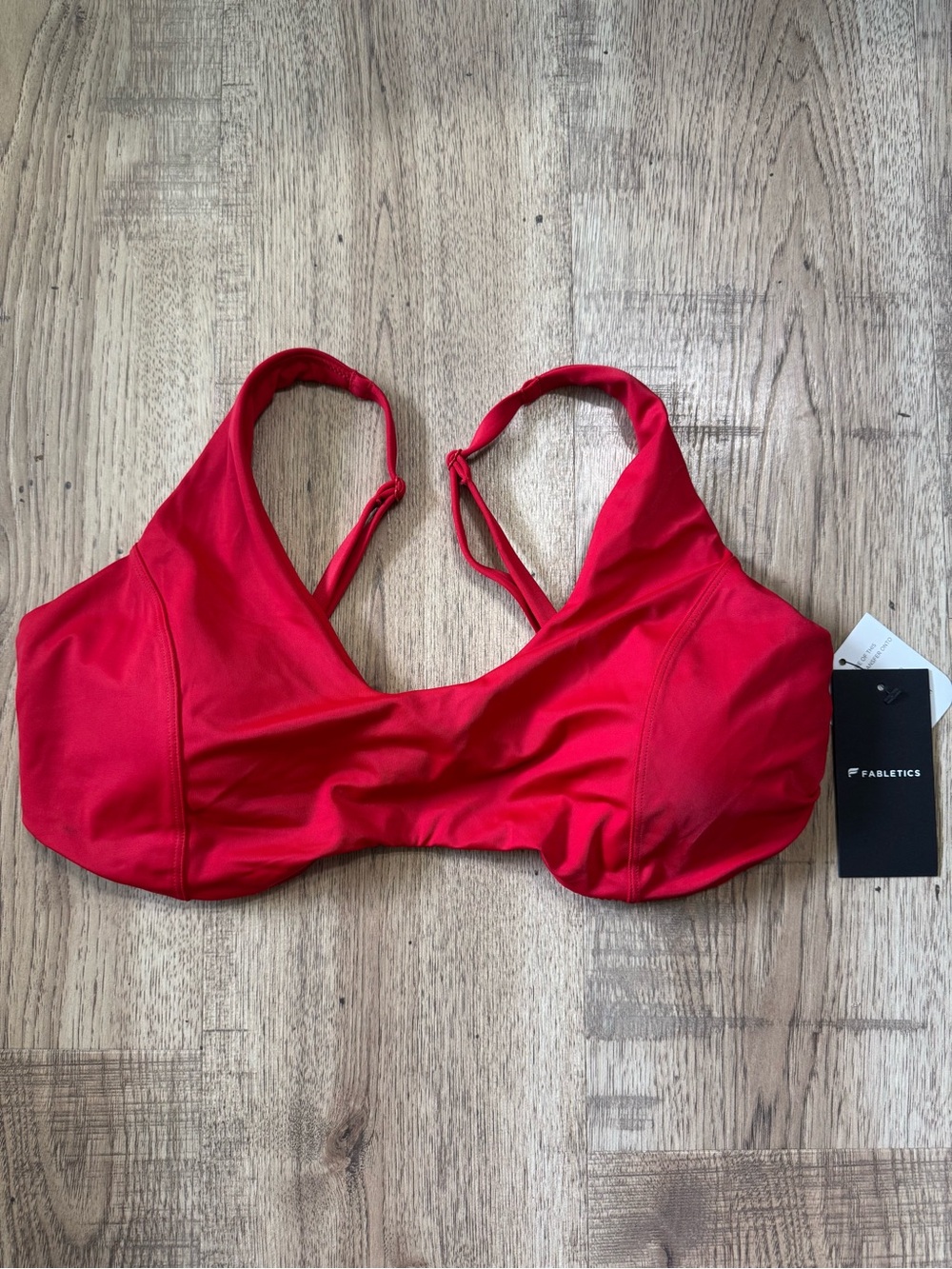 Fabletics Bright Red Sports Bra with Adjustable Straps